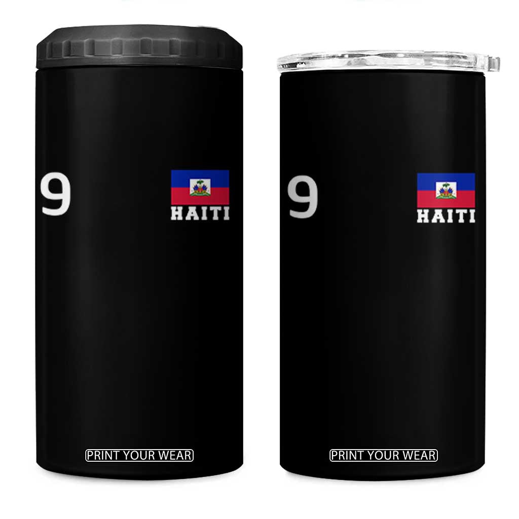 Haiti Soccer Jersey Style Number 9 Graphic 4 in 1 Can Cooler Tumbler Haitian Flag Football Sports Fan TS02 One Size: 16 oz Black Print Your Wear