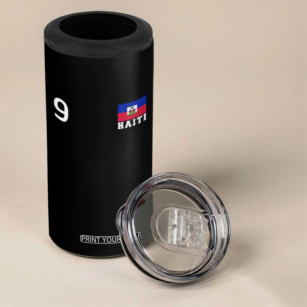 Haiti Soccer Jersey Style Number 9 Graphic 4 in 1 Can Cooler Tumbler Haitian Flag Football Sports Fan TS02 Print Your Wear