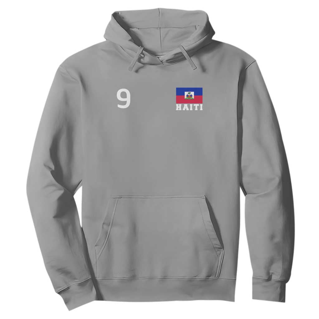 Haiti Soccer Jersey Style Number 9 Graphic Hoodie Haitian Flag Football Sports Fan TS02 Sport Gray Print Your Wear