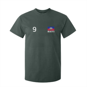 Haiti Soccer Jersey Style Number 9 Graphic T Shirt For Kid Haitian Flag Football Sports Fan TS02 Dark Forest Green Print Your Wear