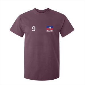 Haiti Soccer Jersey Style Number 9 Graphic T Shirt For Kid Haitian Flag Football Sports Fan TS02 Maroon Print Your Wear