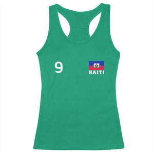Haiti Soccer Jersey Style Number 9 Graphic Racerback Tank Top Haitian Flag Football Sports Fan TS02 Irish Green Print Your Wear