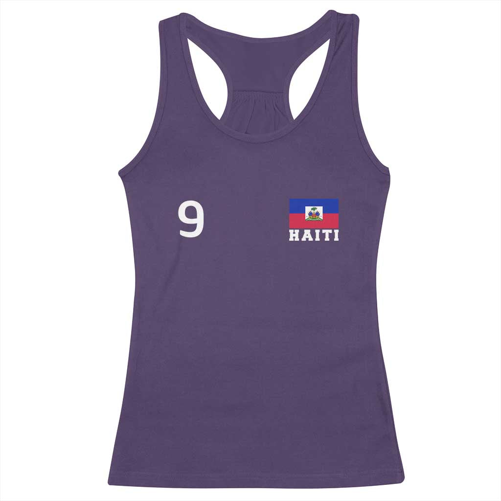 Haiti Soccer Jersey Style Number 9 Graphic Racerback Tank Top Haitian Flag Football Sports Fan TS02 Purple Print Your Wear
