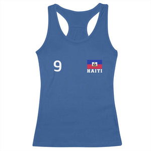 Haiti Soccer Jersey Style Number 9 Graphic Racerback Tank Top Haitian Flag Football Sports Fan TS02 Royal Blue Print Your Wear