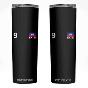 Haiti Soccer Jersey Style Number 9 Graphic Skinny Tumbler Haitian Flag Football Sports Fan TS02 Black Print Your Wear