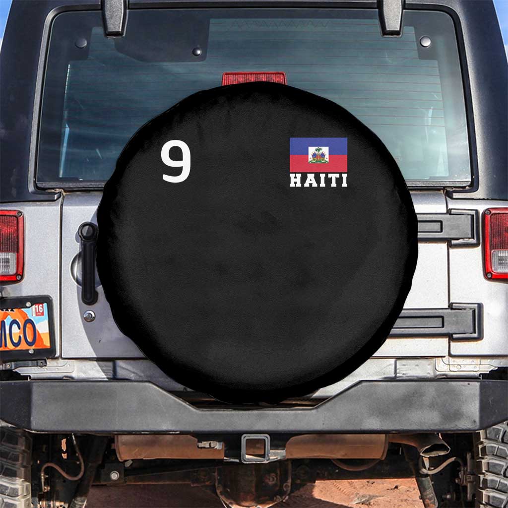Haiti Soccer Jersey Style Number 9 Graphic Spare Tire Cover Haitian Flag Football Sports Fan TS02 No hole Black Print Your Wear