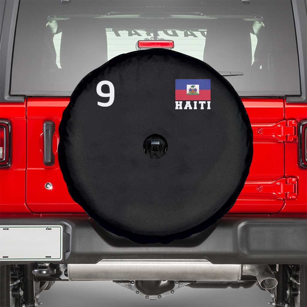 Haiti Soccer Jersey Style Number 9 Graphic Spare Tire Cover Haitian Flag Football Sports Fan TS02 Black Print Your Wear