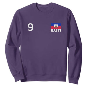 Haiti Soccer Jersey Style Number 9 Graphic Sweatshirt Haitian Flag Football Sports Fan TS02 Purple Print Your Wear