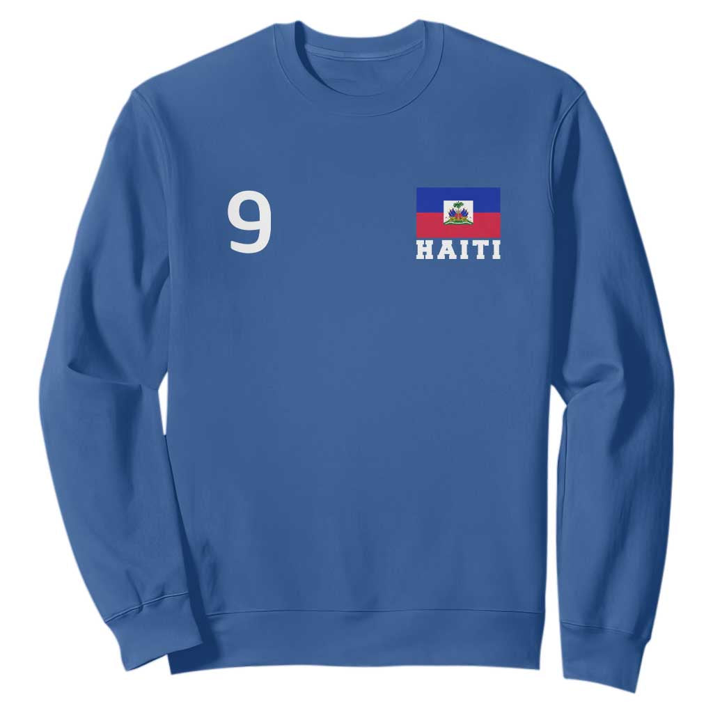Haiti Soccer Jersey Style Number 9 Graphic Sweatshirt Haitian Flag Football Sports Fan TS02 Royal Blue Print Your Wear