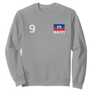 Haiti Soccer Jersey Style Number 9 Graphic Sweatshirt Haitian Flag Football Sports Fan TS02 Sport Gray Print Your Wear