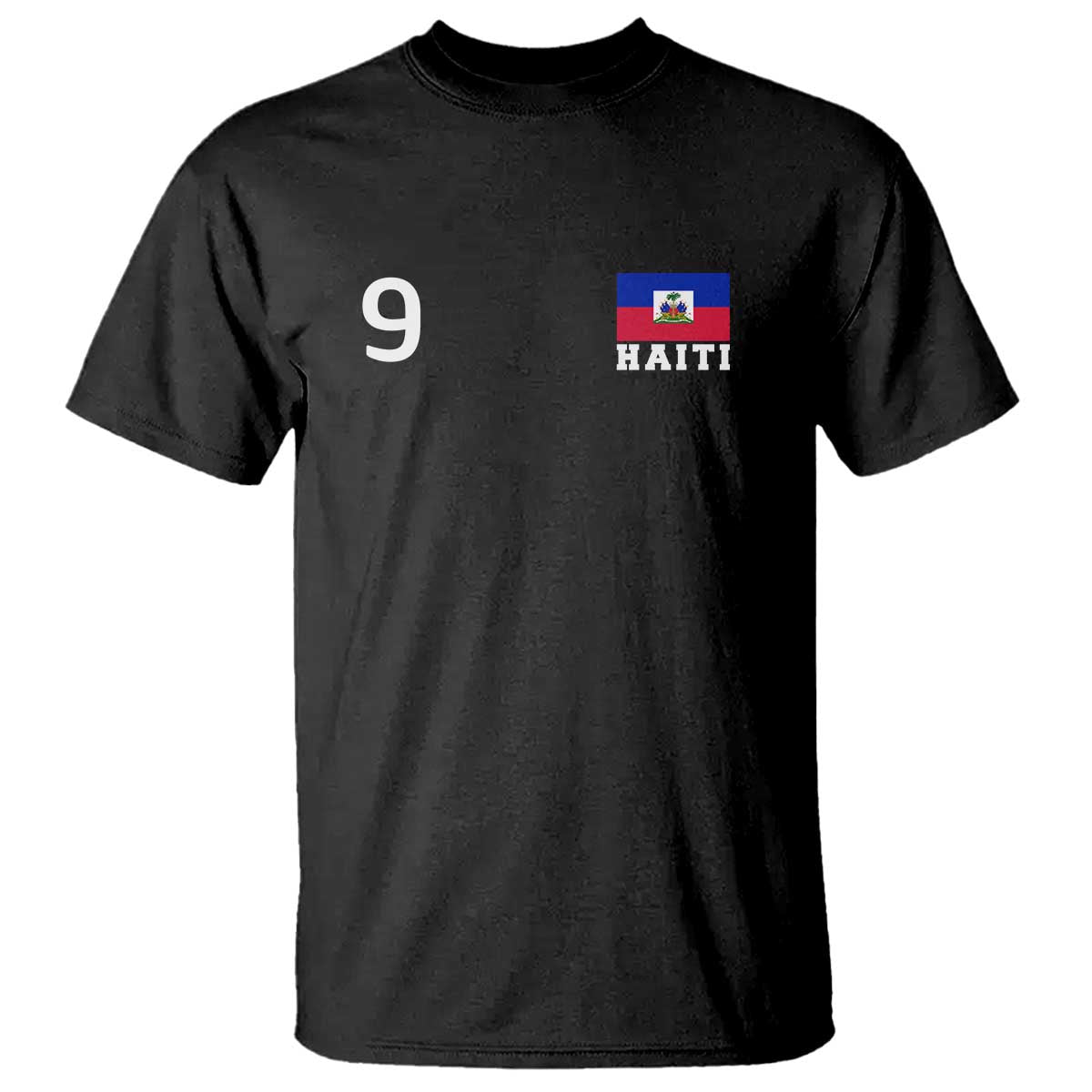 Haiti Soccer Jersey Style Number 9 Graphic T Shirt Haitian Flag Football Sports Fan TS02 Black Print Your Wear