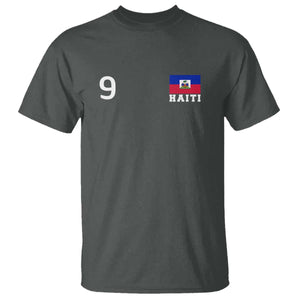 Haiti Soccer Jersey Style Number 9 Graphic T Shirt Haitian Flag Football Sports Fan TS02 Dark Heather Print Your Wear