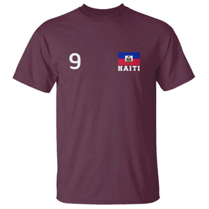 Haiti Soccer Jersey Style Number 9 Graphic T Shirt Haitian Flag Football Sports Fan TS02 Maroon Print Your Wear