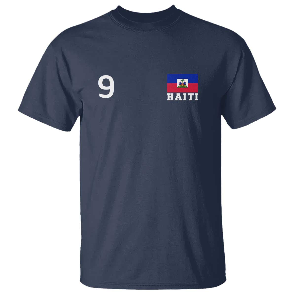 Haiti Soccer Jersey Style Number 9 Graphic T Shirt Haitian Flag Football Sports Fan TS02 Navy Print Your Wear