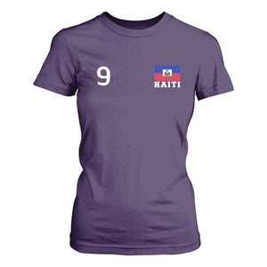 Haiti Soccer Jersey Style Number 9 Graphic T Shirt For Women Haitian Flag Football Sports Fan TS02 Purple Print Your Wear
