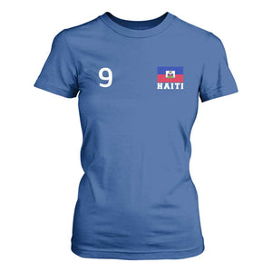 Haiti Soccer Jersey Style Number 9 Graphic T Shirt For Women Haitian Flag Football Sports Fan TS02 Royal Blue Print Your Wear