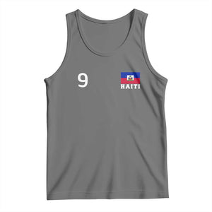 Haiti Soccer Jersey Style Number 9 Graphic Tank Top Haitian Flag Football Sports Fan TS02 Black Heather Print Your Wear