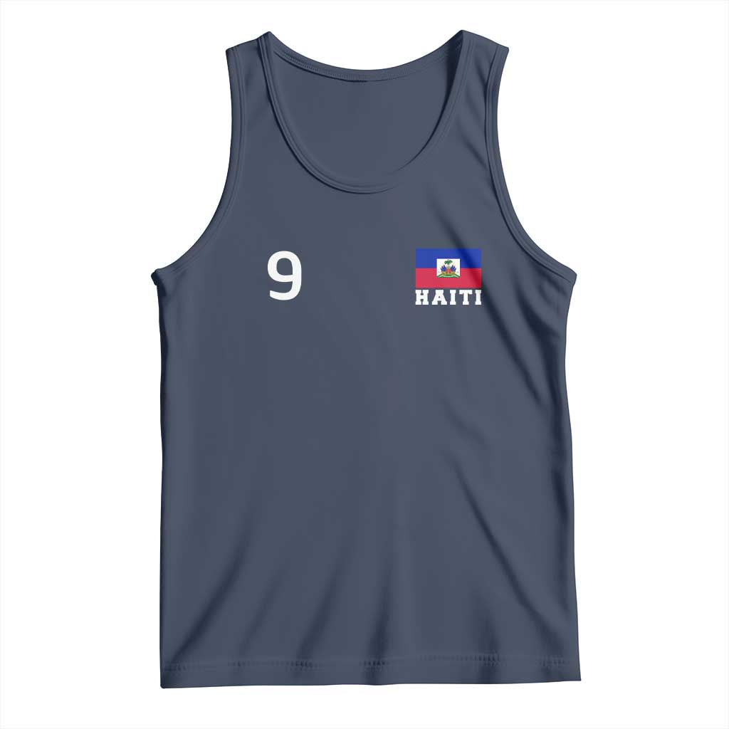 Haiti Soccer Jersey Style Number 9 Graphic Tank Top Haitian Flag Football Sports Fan TS02 Navy Print Your Wear