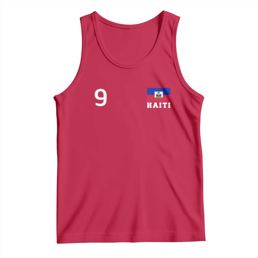 Haiti Soccer Jersey Style Number 9 Graphic Tank Top Haitian Flag Football Sports Fan TS02 Red Print Your Wear