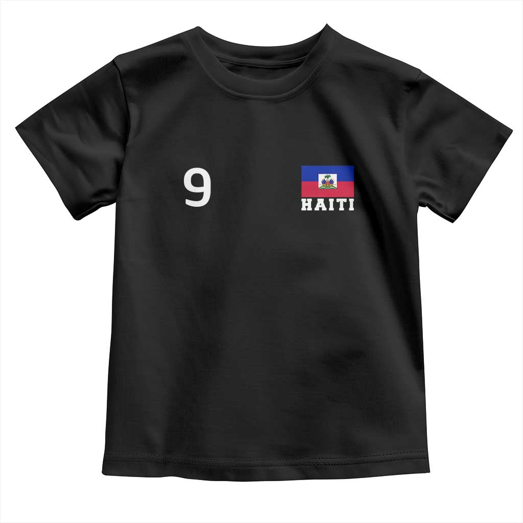 Haiti Soccer Jersey Style Number 9 Graphic Toddler T Shirt Haitian Flag Football Sports Fan TS02 Black Print Your Wear