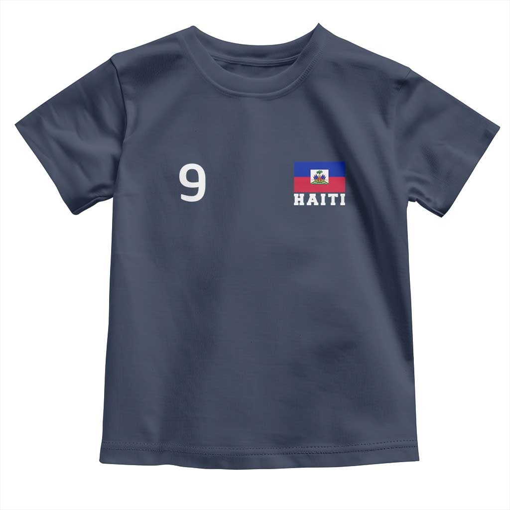 Haiti Soccer Jersey Style Number 9 Graphic Toddler T Shirt Haitian Flag Football Sports Fan TS02 Navy Print Your Wear