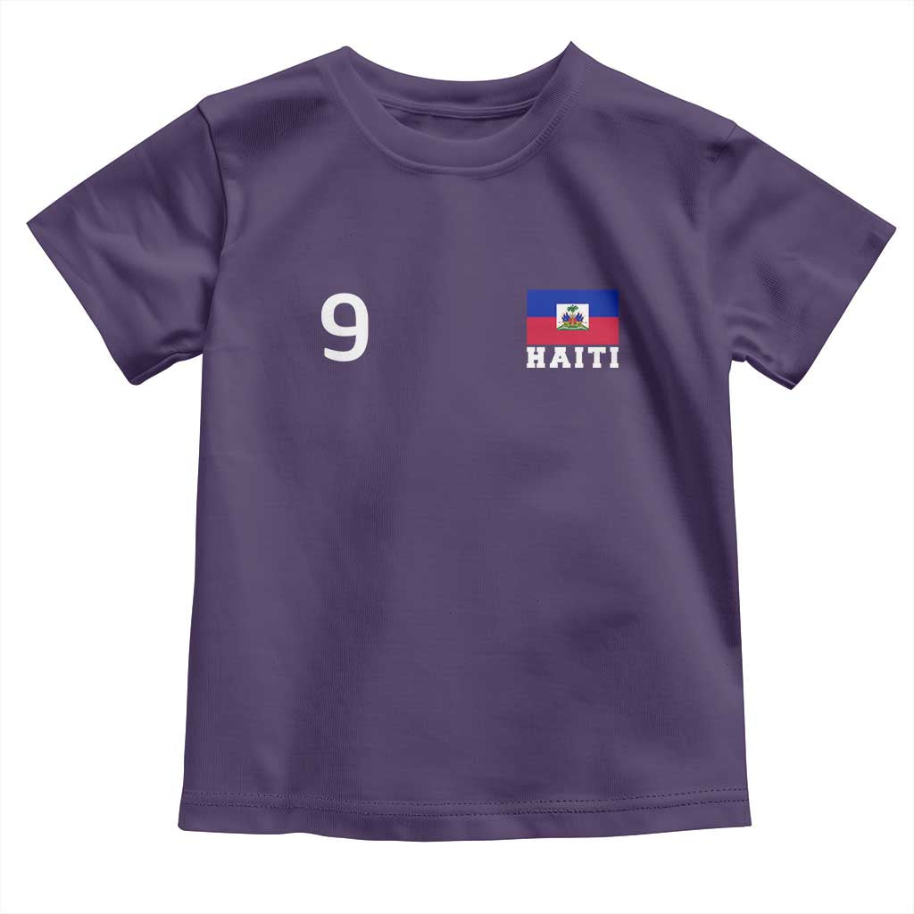 Haiti Soccer Jersey Style Number 9 Graphic Toddler T Shirt Haitian Flag Football Sports Fan TS02 Purple Print Your Wear