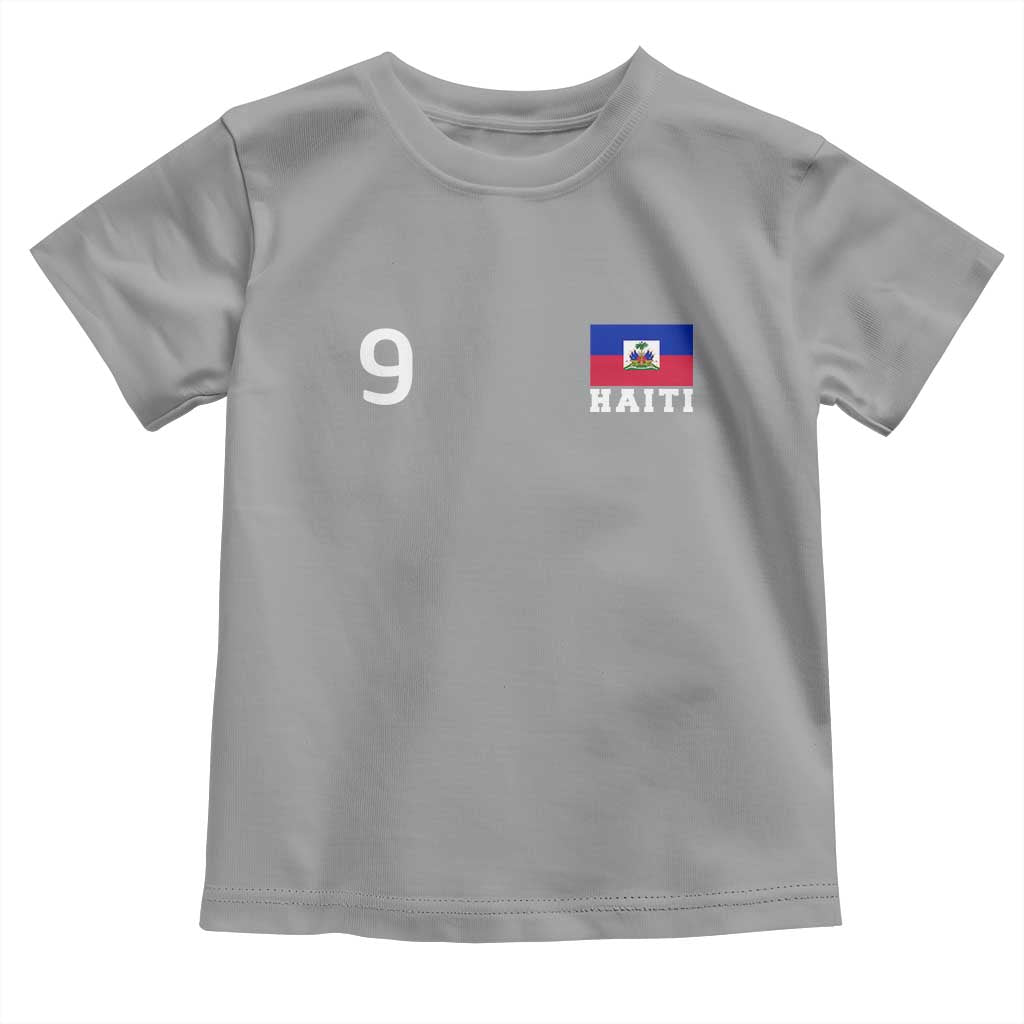 Haiti Soccer Jersey Style Number 9 Graphic Toddler T Shirt Haitian Flag Football Sports Fan TS02 Sport Gray Print Your Wear