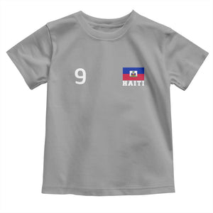 Haiti Soccer Jersey Style Number 9 Graphic Toddler T Shirt Haitian Flag Football Sports Fan TS02 Sport Gray Print Your Wear
