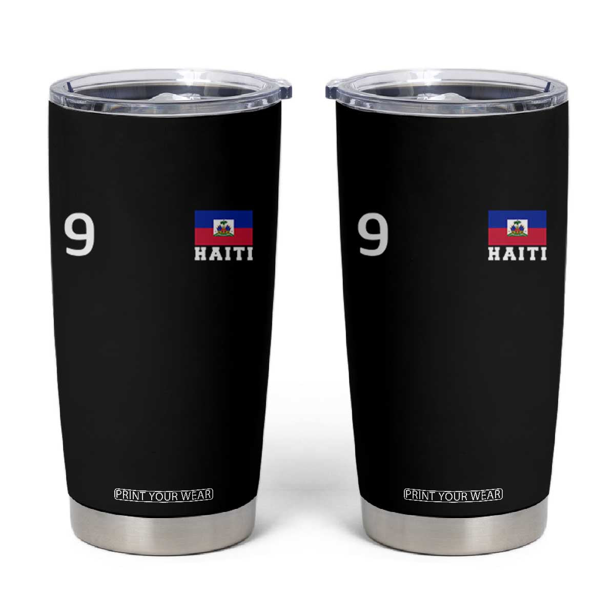 Haiti Soccer Jersey Style Number 9 Graphic Tumbler Cup Haitian Flag Football Sports Fan TS02 Black Print Your Wear