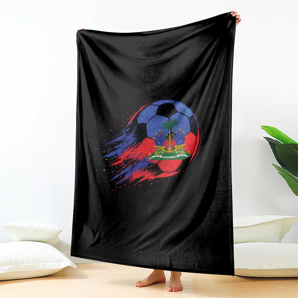 Haitian Flag Soccer Ball Splatter Graphic Throw Blanket Haiti Football Sports Fan TS02 Print Your Wear