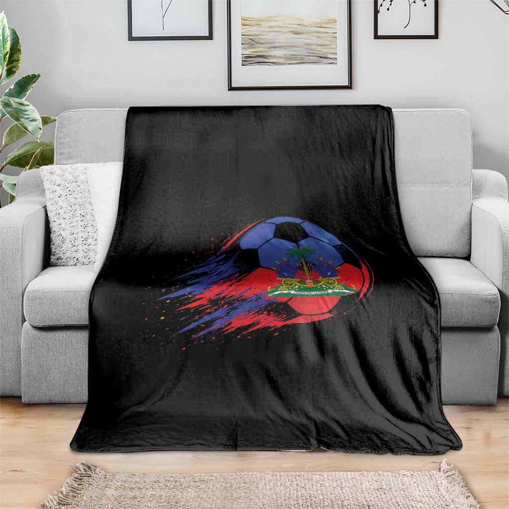 Haitian Flag Soccer Ball Splatter Graphic Throw Blanket Haiti Football Sports Fan TS02 Print Your Wear