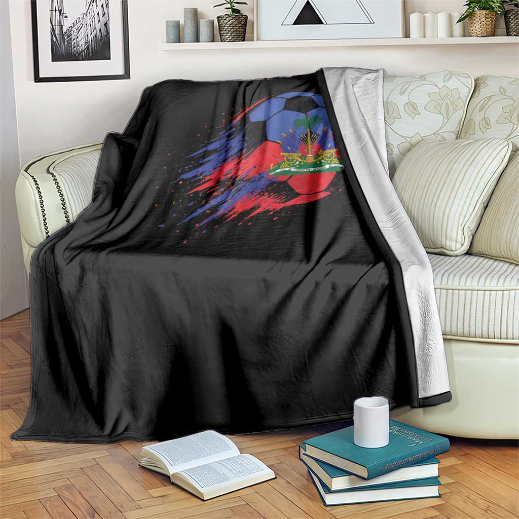 Haitian Flag Soccer Ball Splatter Graphic Throw Blanket Haiti Football Sports Fan TS02 Print Your Wear