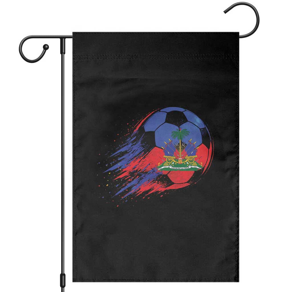 Haitian Flag Soccer Ball Splatter Graphic Garden Flag Haiti Football Sports Fan TS02 Black Print Your Wear