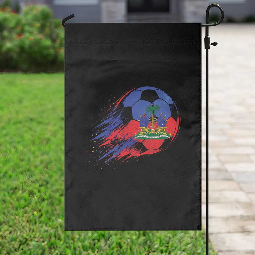 Haitian Flag Soccer Ball Splatter Graphic Garden Flag Haiti Football Sports Fan TS02 Print Your Wear