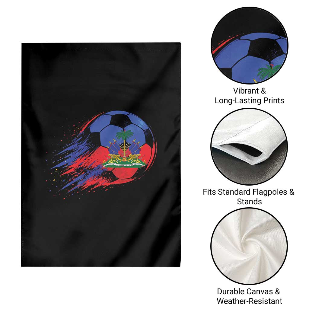 Haitian Flag Soccer Ball Splatter Graphic Garden Flag Haiti Football Sports Fan TS02 Print Your Wear
