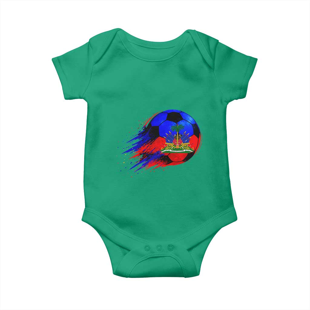 Haitian Flag Soccer Ball Splatter Graphic Baby Onesie Haiti Football Sports Fan TS02 Irish Green Print Your Wear