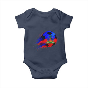 Haitian Flag Soccer Ball Splatter Graphic Baby Onesie Haiti Football Sports Fan TS02 Navy Print Your Wear