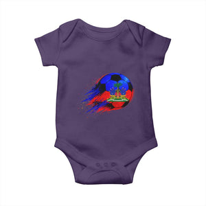 Haitian Flag Soccer Ball Splatter Graphic Baby Onesie Haiti Football Sports Fan TS02 Purple Print Your Wear