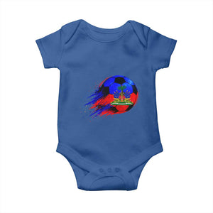 Haitian Flag Soccer Ball Splatter Graphic Baby Onesie Haiti Football Sports Fan TS02 Royal Blue Print Your Wear