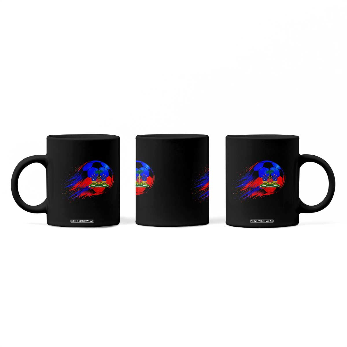 Haitian Flag Soccer Ball Splatter Graphic Coffee Mug Haiti Football Sports Fan TS02 Print Your Wear