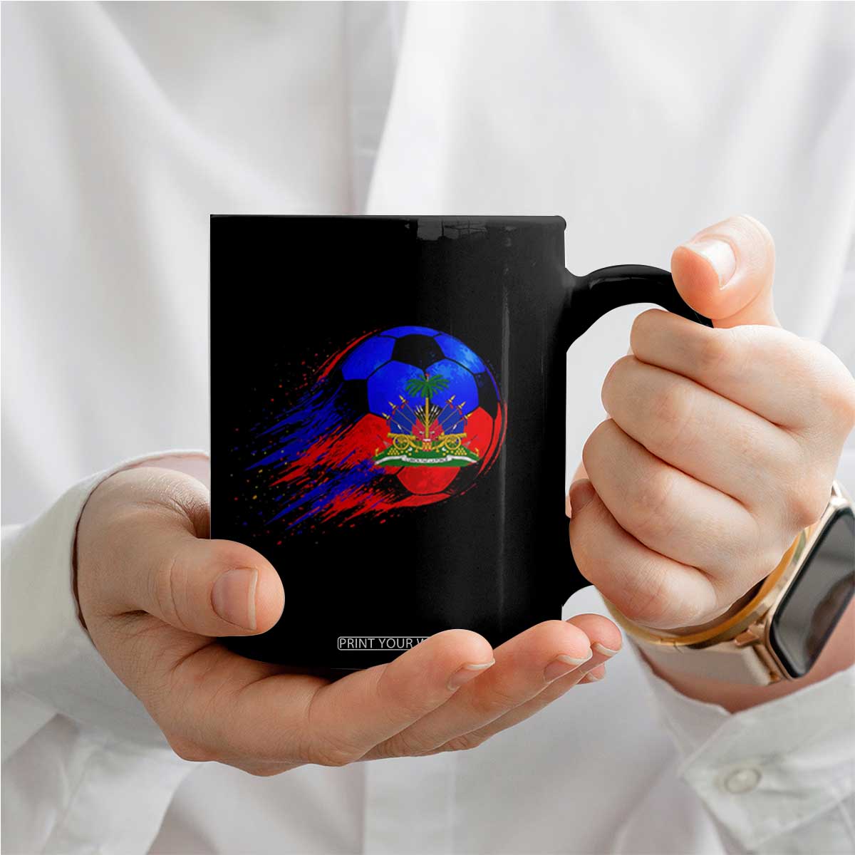 Haitian Flag Soccer Ball Splatter Graphic Coffee Mug Haiti Football Sports Fan TS02 Print Your Wear