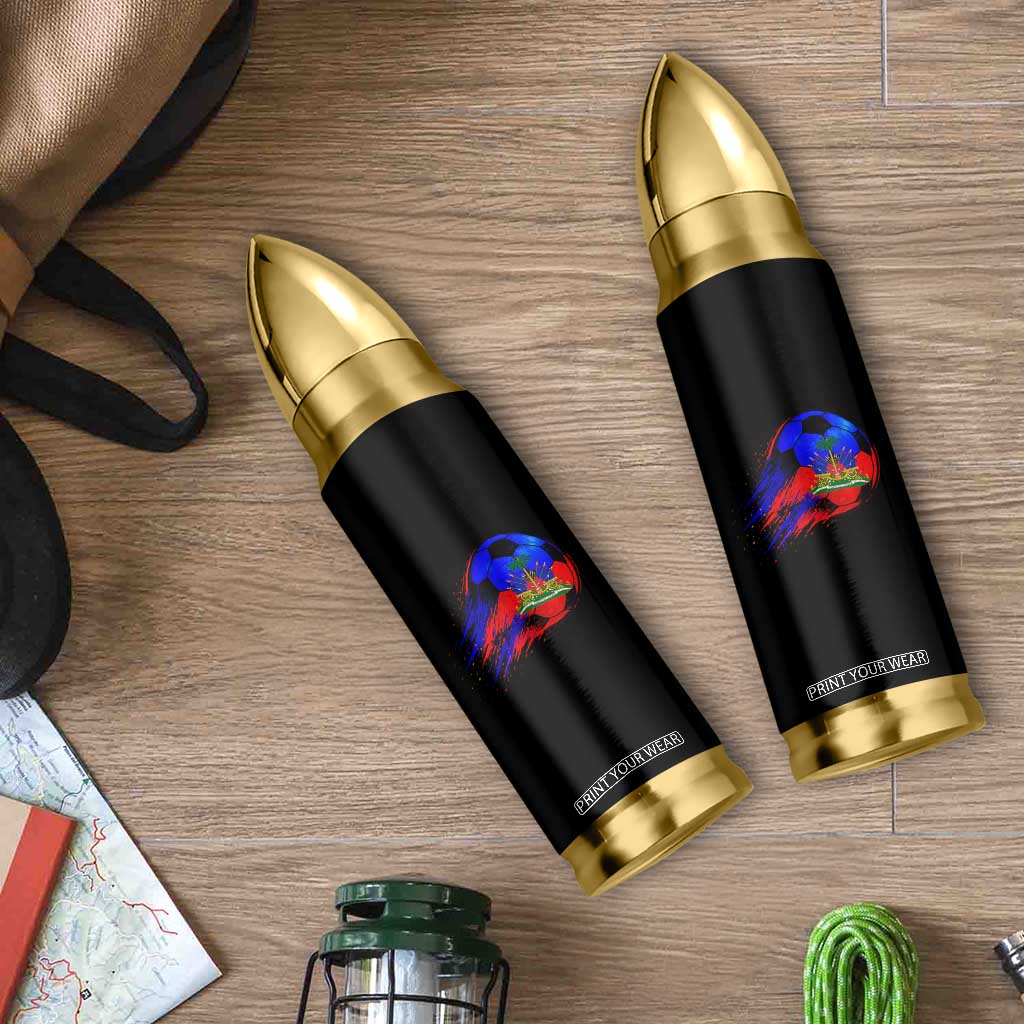 Haitian Flag Soccer Ball Splatter Graphic Bullet Tumbler Haiti Football Sports Fan TS02 Print Your Wear