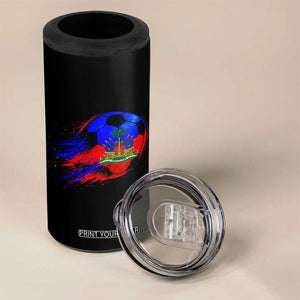 Haitian Flag Soccer Ball Splatter Graphic 4 in 1 Can Cooler Tumbler Haiti Football Sports Fan TS02 Print Your Wear