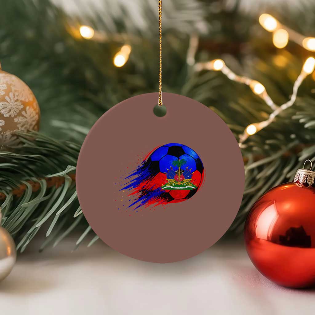 Haitian Flag Soccer Ball Splatter Graphic Ceramic Ornament Haiti Football Sports Fan TS02 1pc Mocha Print Your Wear