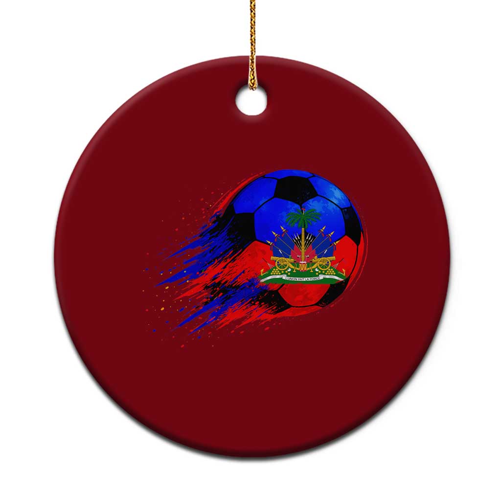 Haitian Flag Soccer Ball Splatter Graphic Ceramic Ornament Haiti Football Sports Fan TS02 1pc Red Print Your Wear