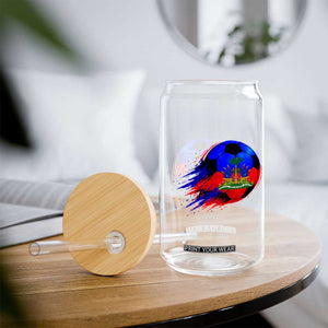 Haitian Flag Soccer Ball Splatter Graphic Glass Can Haiti Football Sports Fan TS02 Print Your Wear