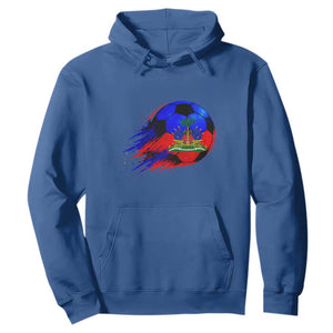 Haitian Flag Soccer Ball Splatter Graphic Hoodie Haiti Football Sports Fan TS02 Royal Blue Print Your Wear