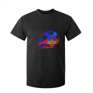 Haitian Flag Soccer Ball Splatter Graphic T Shirt For Kid Haiti Football Sports Fan TS02 Black Print Your Wear