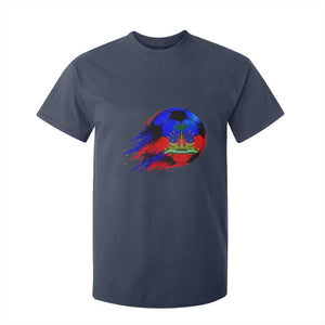 Haitian Flag Soccer Ball Splatter Graphic T Shirt For Kid Haiti Football Sports Fan TS02 Navy Print Your Wear