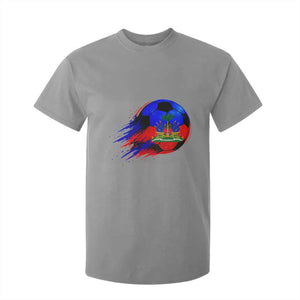 Haitian Flag Soccer Ball Splatter Graphic T Shirt For Kid Haiti Football Sports Fan TS02 Sport Gray Print Your Wear